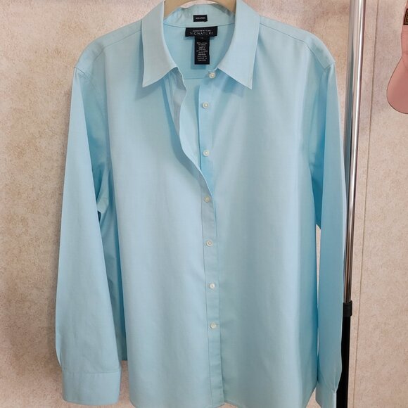 Blue Womens Button Blouse Long Sleeve No Iron Jones New York Size XL - Picture 5 of 15